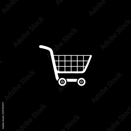 Shopping cart icon isolated on black background