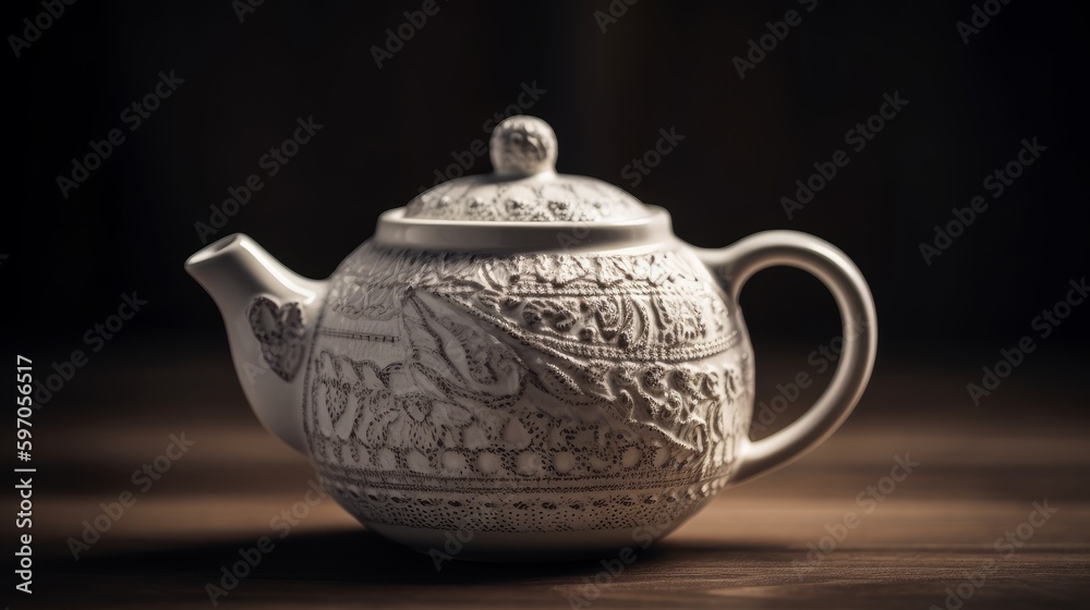 Elegant teapot with intricate ceramic. AI generated Elegant teapot with intricate ceramic. AI generated