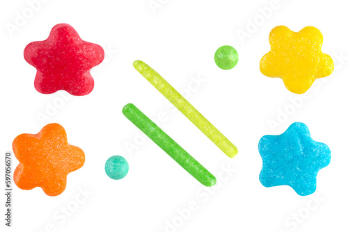 Fotografie Set of sugar sprinkles isolated on transparent background.