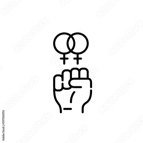 Fighting for LGBTQ rights. Fist raised for gay marriage. Pixel perfect, editable stroke icon