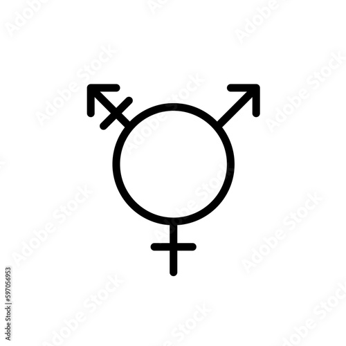 Transgender person symbol. Male and female signs combined with crossed arrow. Pixel perfect, editable stroke icon