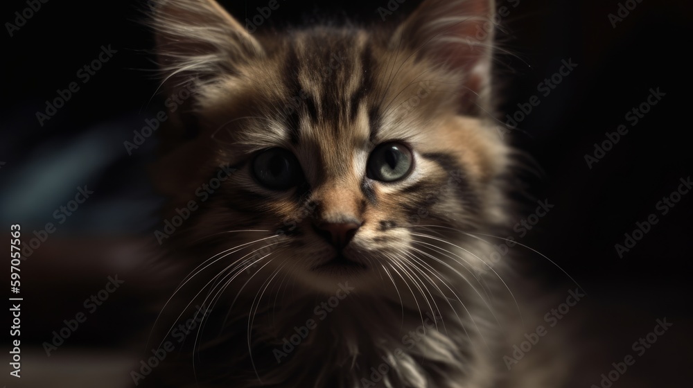 Cuddy and adorable kitten. AI generated
