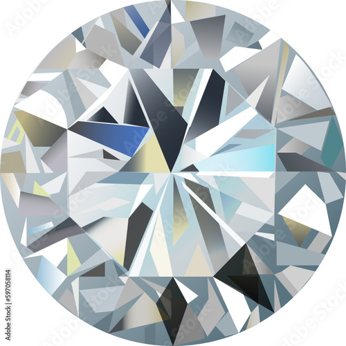 precious gemstone top view.Vector diamond,cubic zirconia,rhinestones.Cut stone for design and illustrations.
