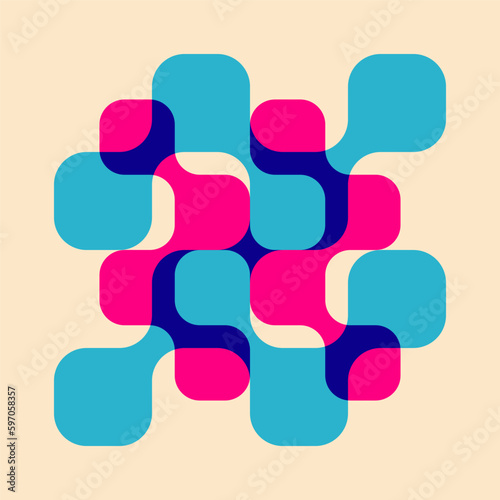 Geometric object  with riso print effect. Vector. Graphic element  for fabric, textile, clothing, wrapping paper, wallpaper, poster. Graphic element.  Perfect For your own decoration or design
