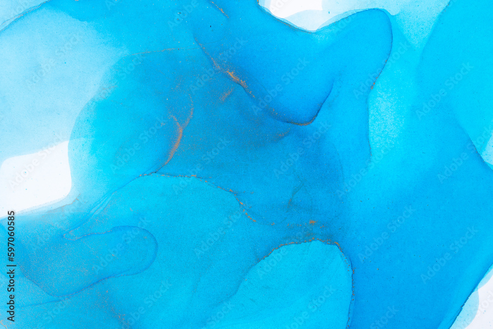 Abstract alcohol ink fluid art background. Blue color with gold Abstract alcohol ink fluid art background. Blue color with gold