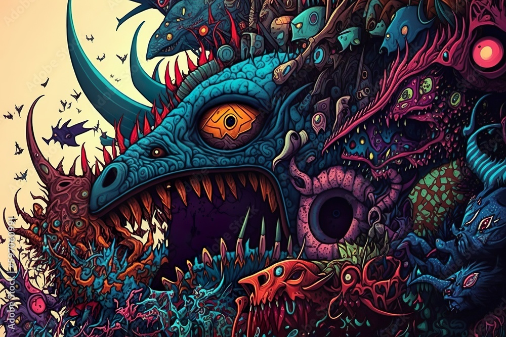 Obraz premium Monster abstract created with generative AI technology
