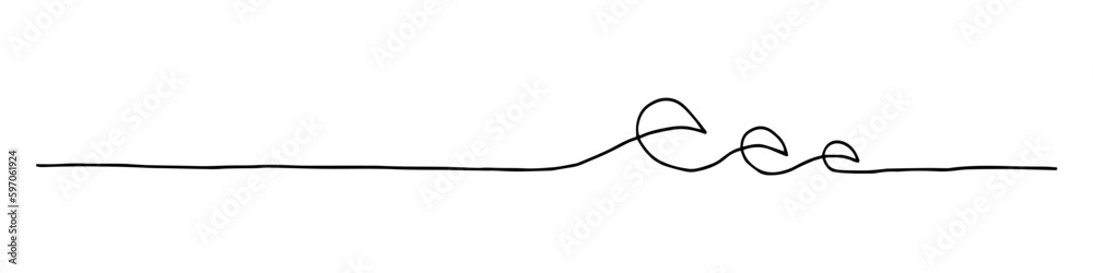 Handdrawn line of a sea wave. Abstract wave drawn with a continuous black line. Vector illustration on white background. Handdrawn line of a sea wave. Abstract wave drawn with a continuous black line. Vector illustration on white background.