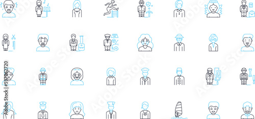 Cultural identity linear icons set. Heritage, Diversity, Tradition, Belonging, Nationality, Ethnicity, Roots line vector and concept signs. Inclusion,Identity,History outline Generative AI photo