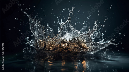 High-Speed Splash, Intricate Water Collision, water splashes forming Generative Ai