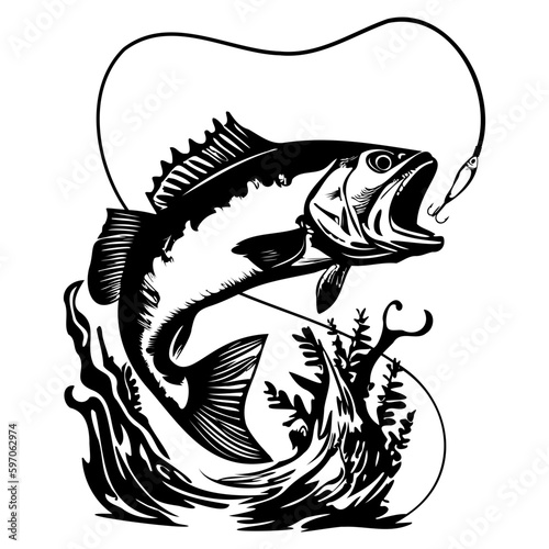 bass fish catching the fishing lure