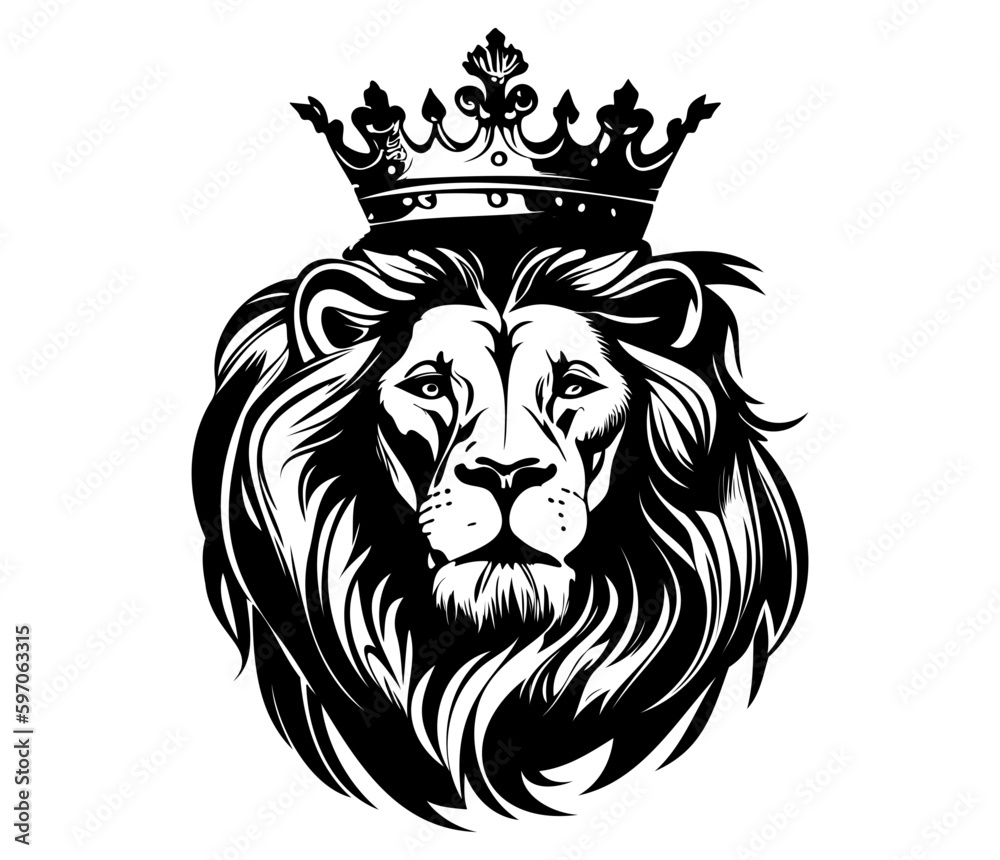 lion head with crown, king lion lion head with crown, king lion