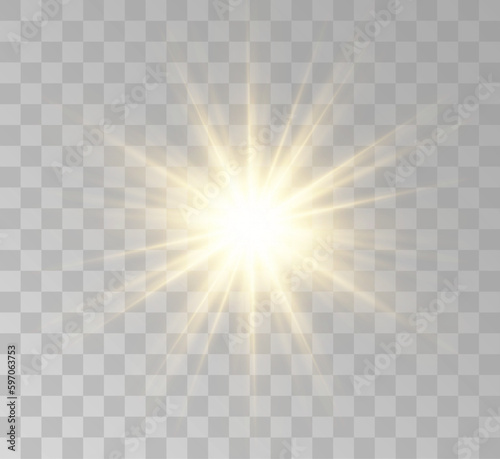 Transparent yellow sunlight special lens flash light effect. Front solar flare lenses	