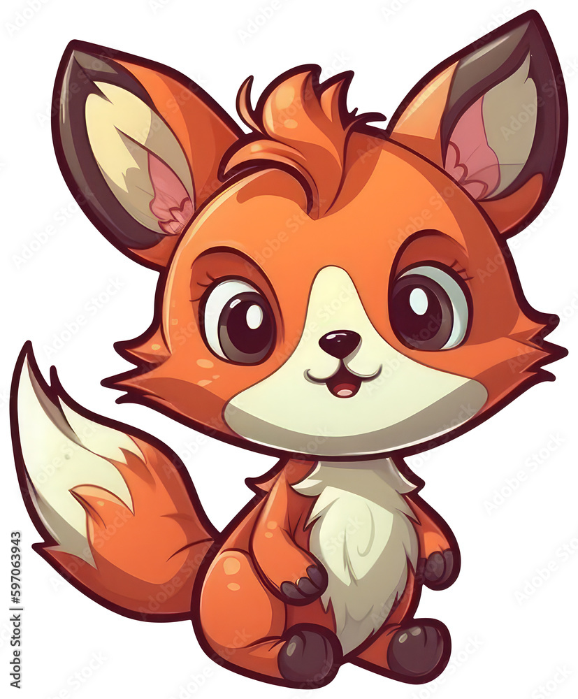Funny and cute fox transparency sticker. Funny and cute fox transparency sticker.