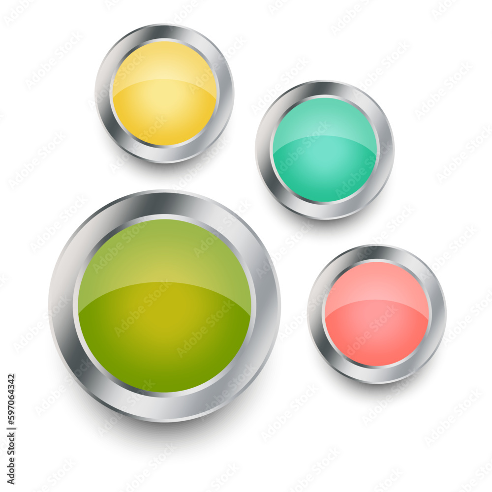 round colored buttons. Emergency symbol. Glossy brooch pin. Vector illustration. round colored buttons. Emergency symbol. Glossy brooch pin. Vector illustration.