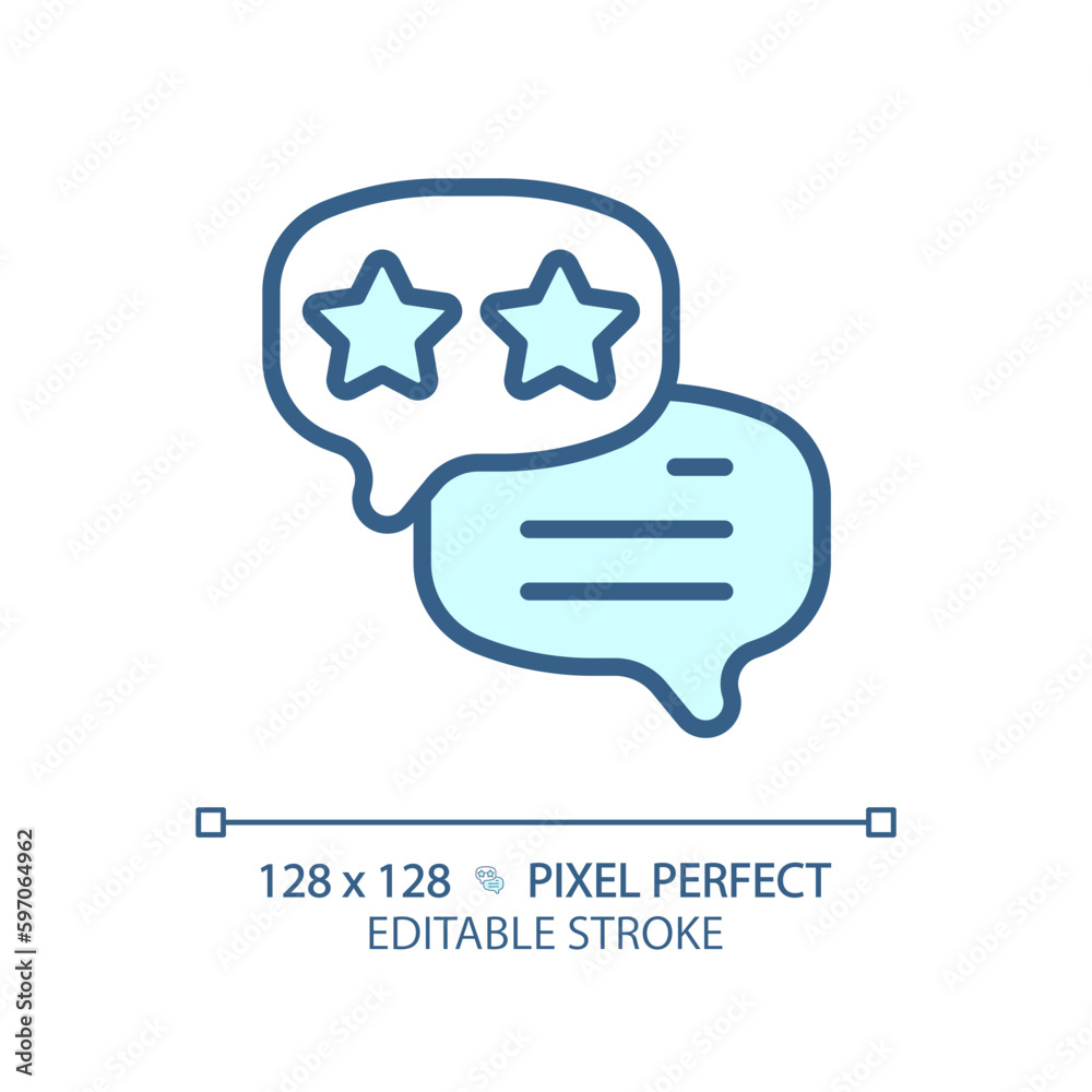 Feedback pixel perfect RGB color icon. Rating of commercial company. Customer review on used product. Comment online. Isolated vector illustration. Simple filled line drawing. Editable stroke