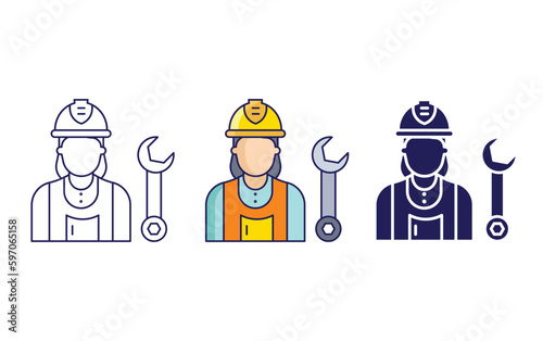 Woman Plumber vector icon