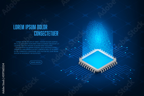 Vector isometric cpu Artificial Intelligence technology concept.