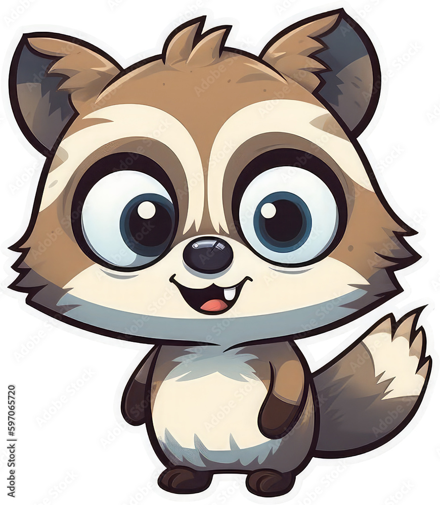 Funny and cute raccoon transparency sticker.