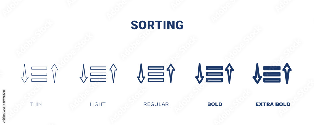 sorting icon. Thin, light, regular, bold, black sorting icon set from ...