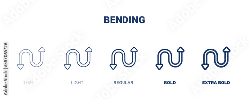 bending icon. Thin, light, regular, bold, black bending icon set from user interface collection. Outline vector. Editable bending symbol can be used web and mobile