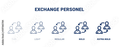 exchange personel icon. Thin, light, regular, bold, black exchange personel icon set from user interface collection. Outline vector. Editable exchange personel symbol can be used web and mobile