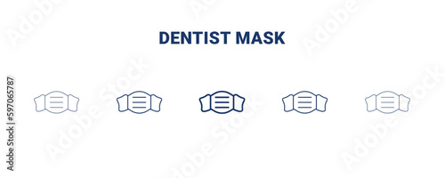 dentist mask icon. Thin, light, regular, bold, black dentist mask icon set from dental health collection. Editable dentist mask symbol can be used web and mobile