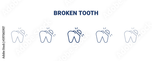 broken tooth icon. Thin, light, regular, bold, black broken tooth icon set from dental health collection. Editable broken tooth symbol can be used web and mobile