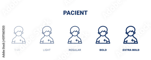 pacient icon. Thin, light, regular, bold, black pacient icon set from people and relation collection. Outline vector. Editable pacient symbol can be used web and mobile