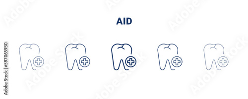 aid icon. Thin, light, regular, bold, black aid icon set from dental health collection. Editable aid symbol can be used web and mobile