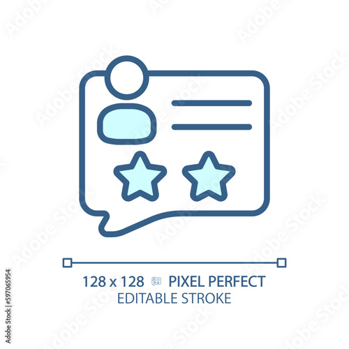 User rating pixel perfect RGB color icon. Rank of network customer. Client activities evaluation. Personal assessment. Isolated vector illustration. Simple filled line drawing. Editable stroke