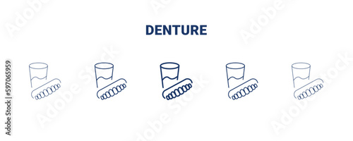 denture icon. Thin, light, regular, bold, black denture icon set from dental health collection. Editable denture symbol can be used web and mobile