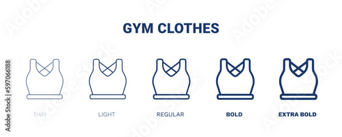 gym clothes icon. Thin, light, regular, bold, black gym clothes icon set from fashion and things  collection. Editable gym clothes symbol can be used web and mobile