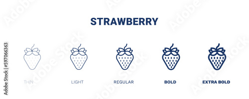 strawberry icon. Thin, light, regular, bold, black strawberry icon set from vegetables and fruits collection. Editable strawberry symbol can be used web and mobile