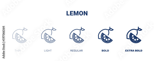 lemon icon. Thin, light, regular, bold, black lemon icon set from vegetables and fruits collection. Editable lemon symbol can be used web and mobile