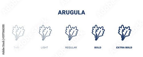 arugula icon. Thin, light, regular, bold, black arugula icon set from vegetables and fruits collection. Editable arugula symbol can be used web and mobile