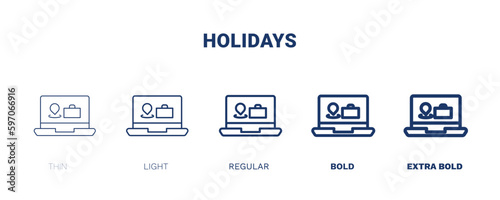 holidays icon. Thin, light, regular, bold, black holidays icon set from technology collection. Editable holidays symbol can be used web and mobile