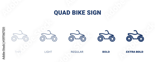 quad bike sign icon. Thin, light, regular, bold, black quad bike sign icon set from transportation collection. Editable quad bike sign symbol can be used web and mobile
