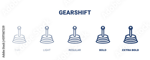 gearshift icon. Thin, light, regular, bold, black gearshift icon set from transportation collection. Editable gearshift symbol can be used web and mobile