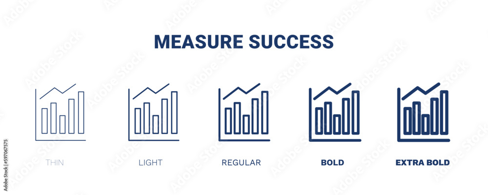 measure success icon. Thin, light, regular, bold, black measure success icon set from business and finance collection. Editable measure success symbol can be used web and mobile