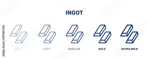 ingot icon. Thin, light, regular, bold, black ingot icon set from business and finance collection. Editable ingot symbol can be used web and mobile