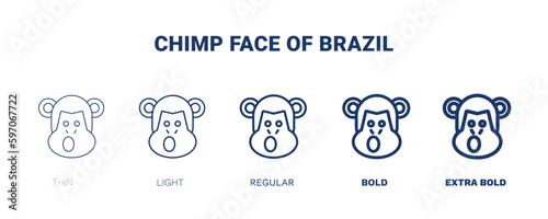 chimp face of brazil icon. Thin, light, regular, bold, black chimp face of brazil icon set from culture and civilization collection. Editable chimp face of brazil symbol can be used web and mobile