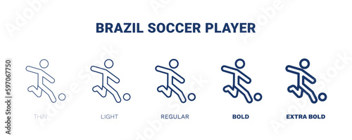 brazil soccer player icon. Thin, light, regular, bold, black brazil soccer player icon set from culture and civilization collection. Editable brazil soccer player symbol can be used web and mobile