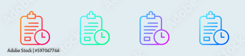 Clipboard line icon in gradient colors. Paste signs vector illustration.