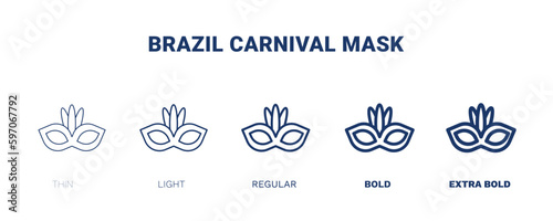 brazil carnival mask icon. Thin, light, regular, bold, black brazil carnival mask icon set from culture and civilization collection. Editable brazil carnival mask symbol can be used web and mobile