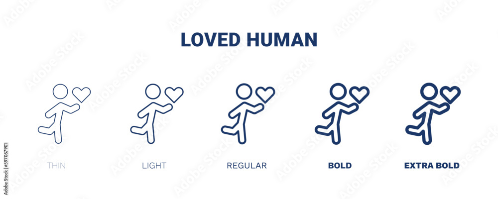 loved human icon. Thin, light, regular, bold, black loved human icon set from feeling and reaction collection. Editable loved human symbol can be used web and mobile