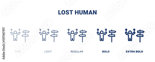 lost human icon. Thin, light, regular, bold, black lost human icon set from feeling and reaction collection. Editable lost human symbol can be used web and mobile