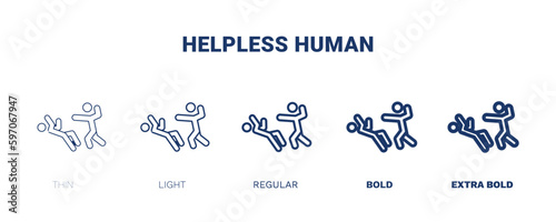 helpless human icon. Thin, light, regular, bold, black helpless human icon set from feeling and reaction collection. Editable helpless human symbol can be used web and mobile