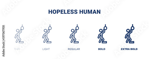 hopeless human icon. Thin, light, regular, bold, black hopeless human icon set from feeling and reaction collection. Editable hopeless human symbol can be used web and mobile