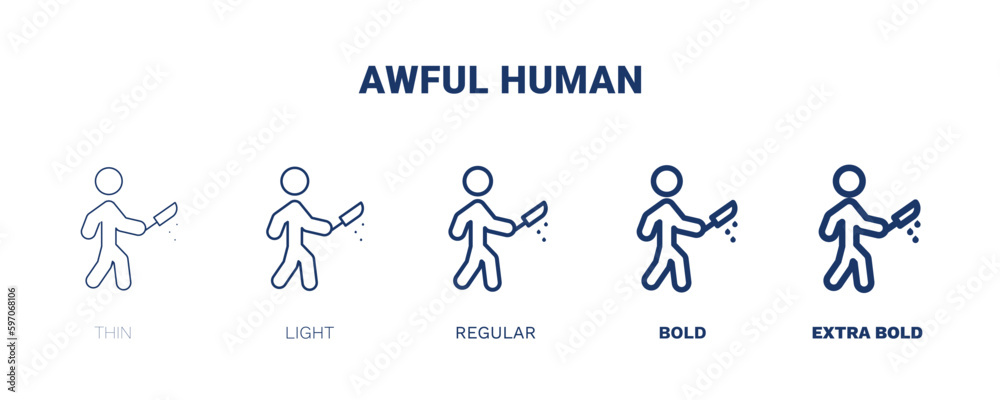 awful human icon. Thin, light, regular, bold, black awful human icon set from feeling and reaction collection. Editable awful human symbol can be used web and mobile
