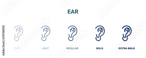 ear icon. Thin, light, regular, bold, black ear icon set from medical collection. Editable ear symbol can be used web and mobile